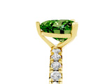 Yellow gold Heart Cut Peridot Pavé Solitaire Ring with Round Band and Prong Setting_29