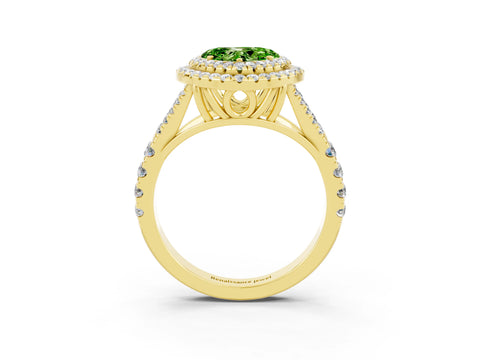 Yellow gold Heart Cut Peridot Pavé Split Shank Double Halo Engagement Ring_3