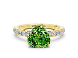 Yellow gold Heart Cut Peridot Pave Band Solitaire Ring with Four-Prong Setting_24