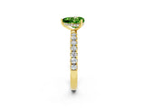 Yellow gold Heart Cut Peridot Pave Band Solitaire Ring with Four-Prong Setting_26