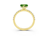 Yellow gold Heart Cut Peridot Pave Band Solitaire Ring with Four-Prong Setting_27