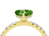 Yellow gold Heart Cut Peridot Pave Band Solitaire Ring with Four-Prong Setting_28