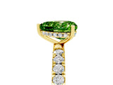 Yellow gold Heart Cut Peridot Pave Band Solitaire Ring with Four-Prong Setting_29