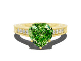 Yellow gold Heart Cut Peridot Ring with Milgrain Pavé Band and Four-Prong Setting_12