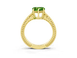 Yellow gold Heart Cut Peridot Ring with Milgrain Pavé Band and Four-Prong Setting_15