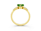 Yellow gold Heart Cut Peridot Ring with Side Stones and Four-Prong Setting_39