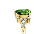 Yellow gold Heart Cut Peridot Ring with Side Stones and Four-Prong Setting_41