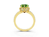 Yellow gold Heart Cut Peridot Scalloped Halo Engagement Ring with Round Shared Prong Band_27