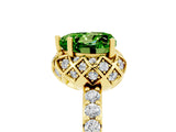 Yellow gold Heart Cut Peridot Scalloped Halo Engagement Ring with Round Shared Prong Band_29