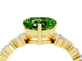 Yellow gold Heart Cut Peridot Scattered Round Accent Ring with Prong Setting_16