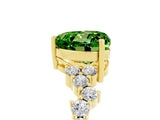 Yellow gold Heart Cut Peridot Scattered Round Accent Ring with Prong Setting_17
