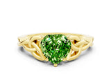 Yellow gold Heart Cut Peridot Solitaire Celtic Knot Ring with Four-Prong Setting_12