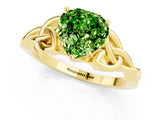 Yellow gold Heart Cut Peridot Solitaire Celtic Knot Ring with Four-Prong Setting_13