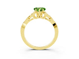 Yellow gold Heart Cut Peridot Solitaire Celtic Knot Ring with Four-Prong Setting_15