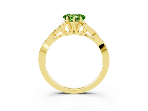 Yellow gold Heart Cut Peridot Solitaire Celtic Knot Ring with Four-Prong Setting_15