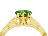 Yellow gold Heart Cut Peridot Solitaire Celtic Knot Ring with Four-Prong Setting_16
