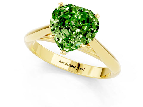 Yellow gold Heart Cut Peridot Solitaire Engagement Ring with Cathedral Setting and Four-Prong Mount_13