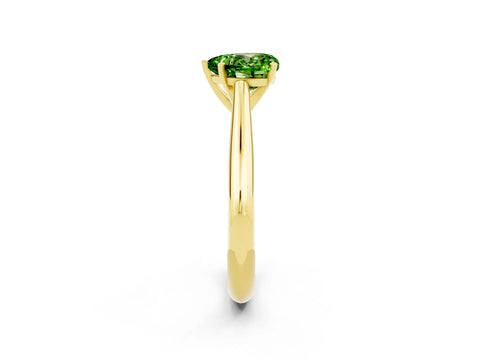 Yellow gold Heart Cut Peridot Solitaire Engagement Ring with Cathedral Setting and Four-Prong Mount_14