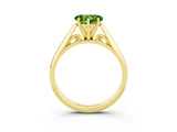 Yellow gold Heart Cut Peridot Solitaire Engagement Ring with Cathedral Setting and Four-Prong Mount_27