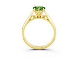 Yellow gold Heart Cut Peridot Solitaire Engagement Ring with Cathedral Setting and Four-Prong Mount_33