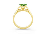 Yellow gold Heart Cut Peridot Solitaire Engagement Ring with Cathedral Setting and Four-Prong Mount_69