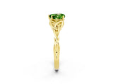 Yellow gold Heart Cut Peridot Solitaire Engagement Ring with Celtic Knot Band and Four-Prong Setting_2