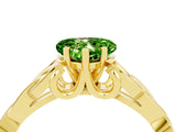 Yellow gold Heart Cut Peridot Solitaire Engagement Ring with Celtic Knot Band and Four-Prong Setting_4