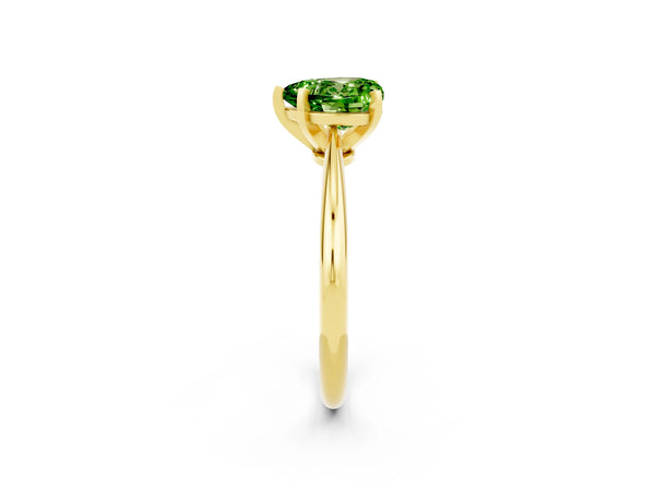 Yellow gold Heart Cut Peridot Solitaire Engagement Ring with Classic Band and Four-Prong Setting