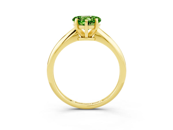 Yellow gold Heart Cut Peridot Solitaire Engagement Ring with Classic Band and Four-Prong Setting