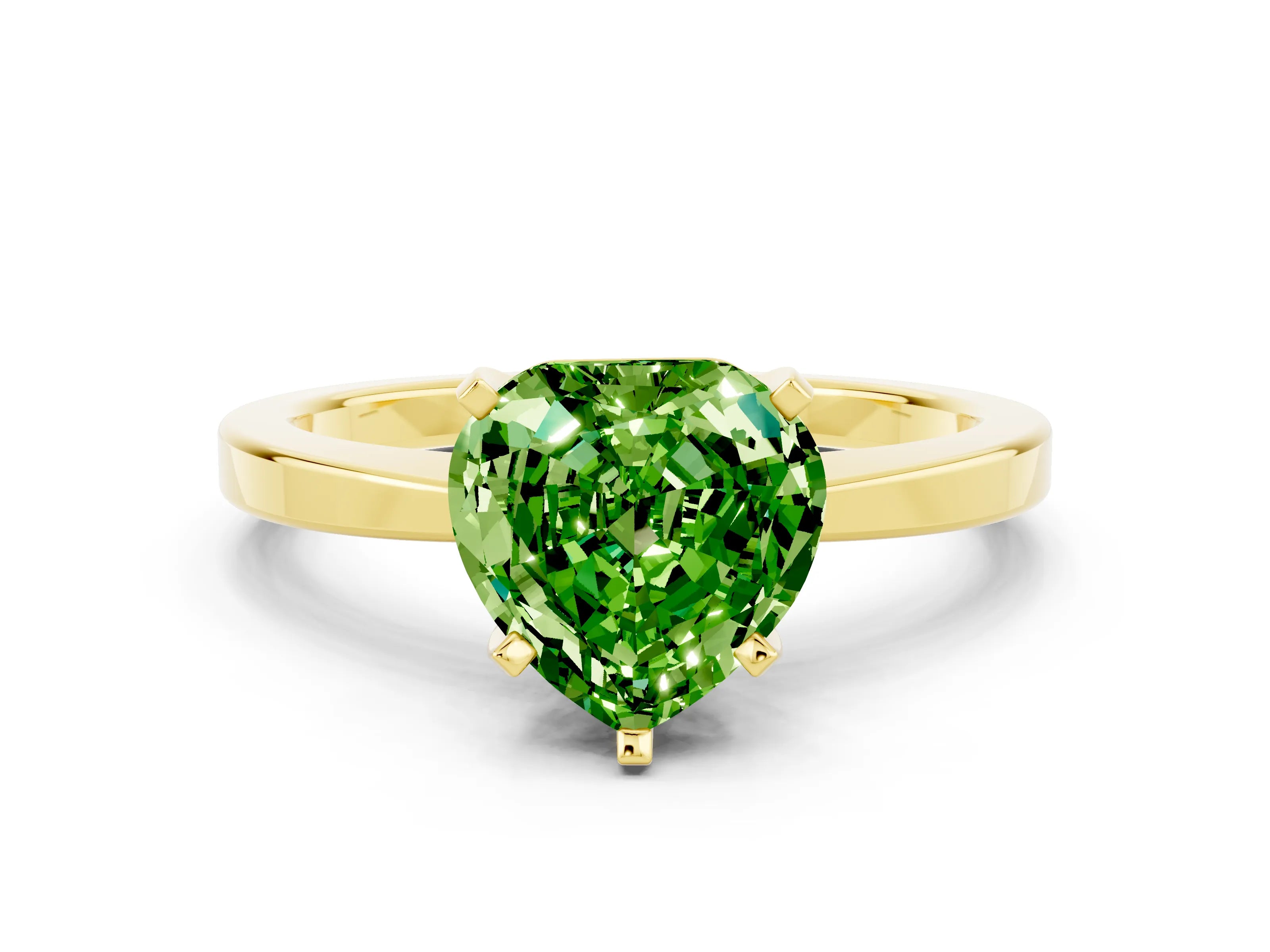 Yellow gold Heart Cut Peridot Solitaire Engagement Ring with Classic Band and Four-Prong Setting_24