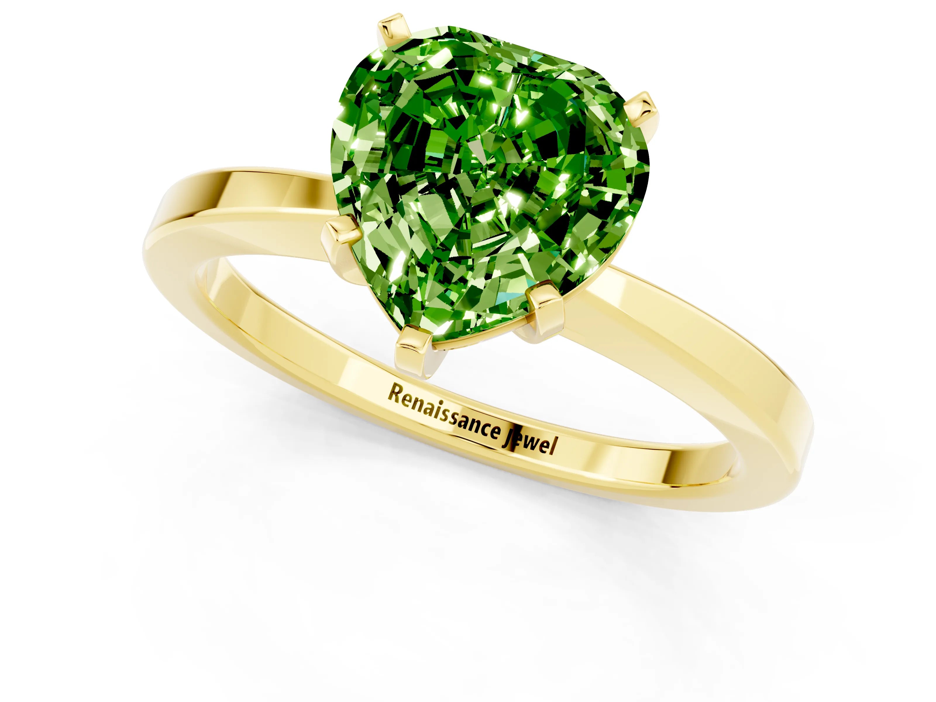Yellow gold Heart Cut Peridot Solitaire Engagement Ring with Classic Band and Four-Prong Setting_25