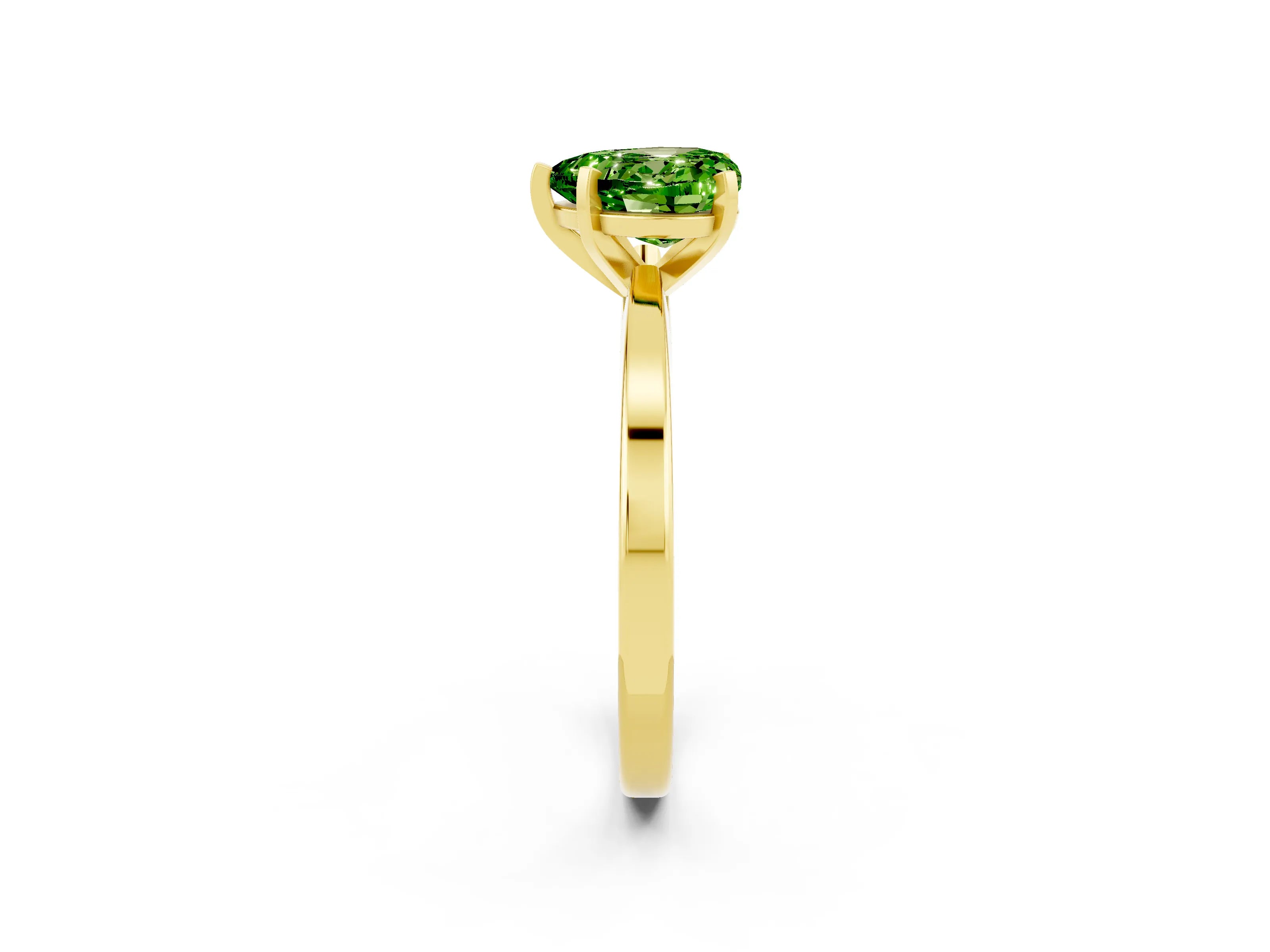 Yellow gold Heart Cut Peridot Solitaire Engagement Ring with Classic Band and Four-Prong Setting_26