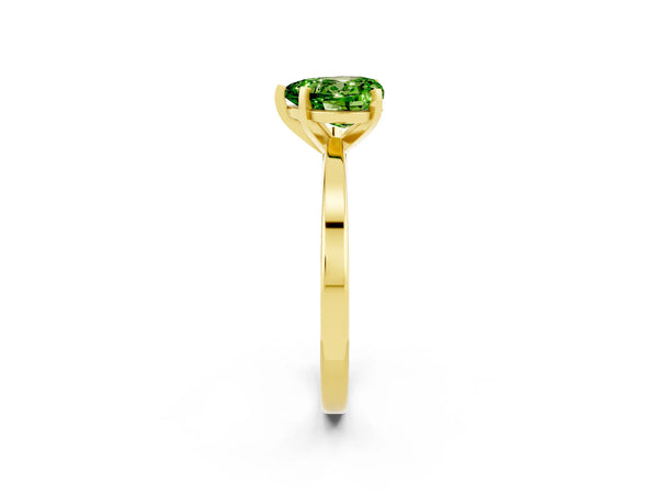Yellow gold Heart Cut Peridot Solitaire Engagement Ring with Classic Band and Four-Prong Setting
