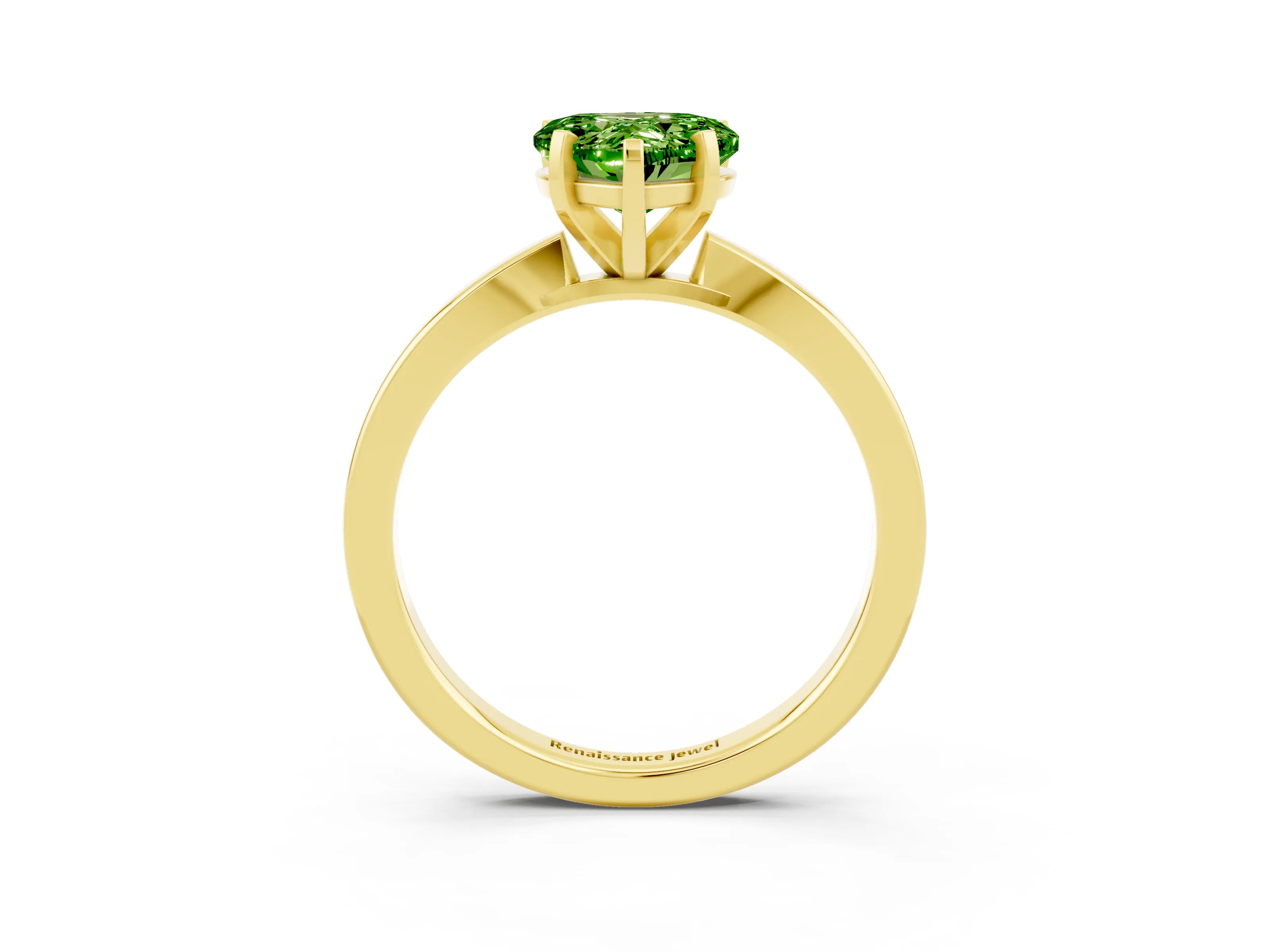 Yellow gold Heart Cut Peridot Solitaire Engagement Ring with Classic Band and Four-Prong Setting_27