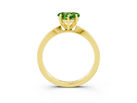 Yellow gold Heart Cut Peridot Solitaire Engagement Ring with Classic Band and Four-Prong Setting_27