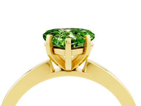 Yellow gold Heart Cut Peridot Solitaire Engagement Ring with Classic Band and Four-Prong Setting_28