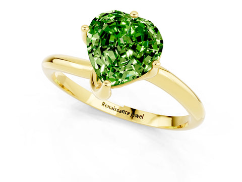 Yellow gold Heart Cut Peridot Solitaire Engagement Ring with Four-Prong Setting and Classic Band_13