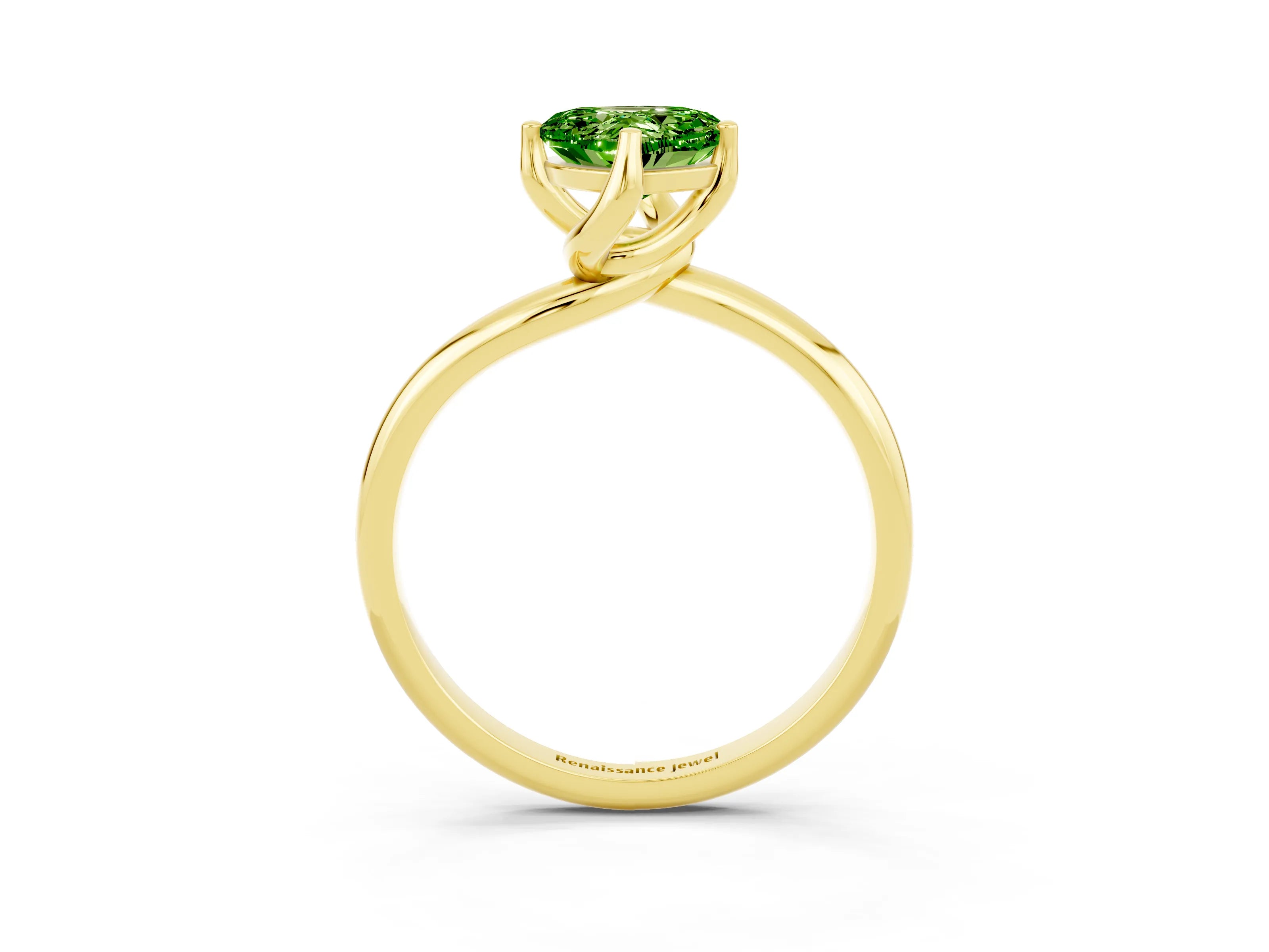 Yellow gold Heart Cut Peridot Solitaire Engagement Ring with Four-Prong Setting and Classic Band_15