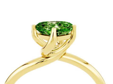 Yellow gold Heart Cut Peridot Solitaire Engagement Ring with Four-Prong Setting and Classic Band_16