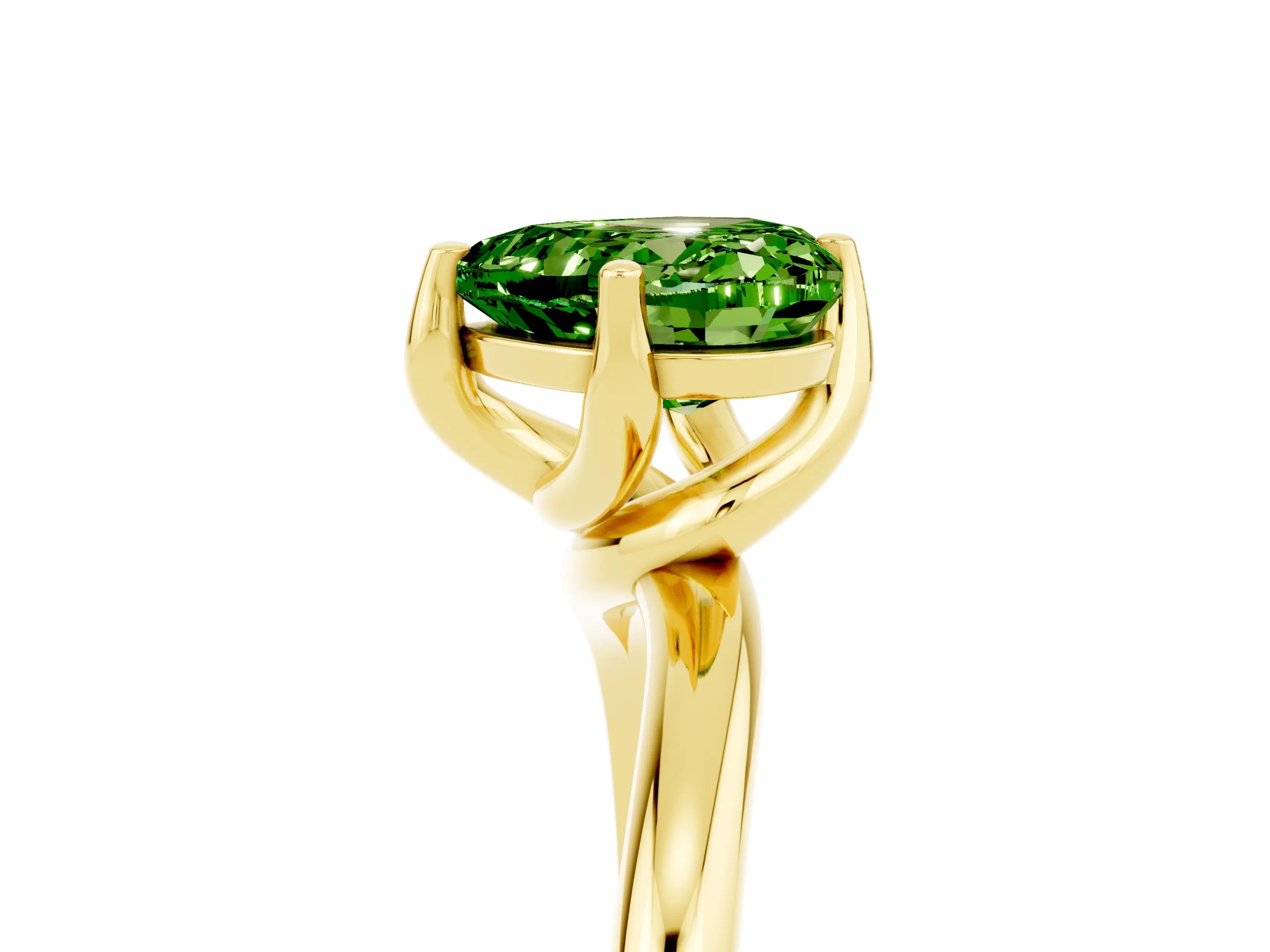 Yellow gold Heart Cut Peridot Solitaire Engagement Ring with Four-Prong Setting and Classic Band_17