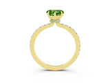 Yellow gold Heart Cut Peridot Solitaire Engagement Ring with Pavé Band and Four-Prong Setting_3