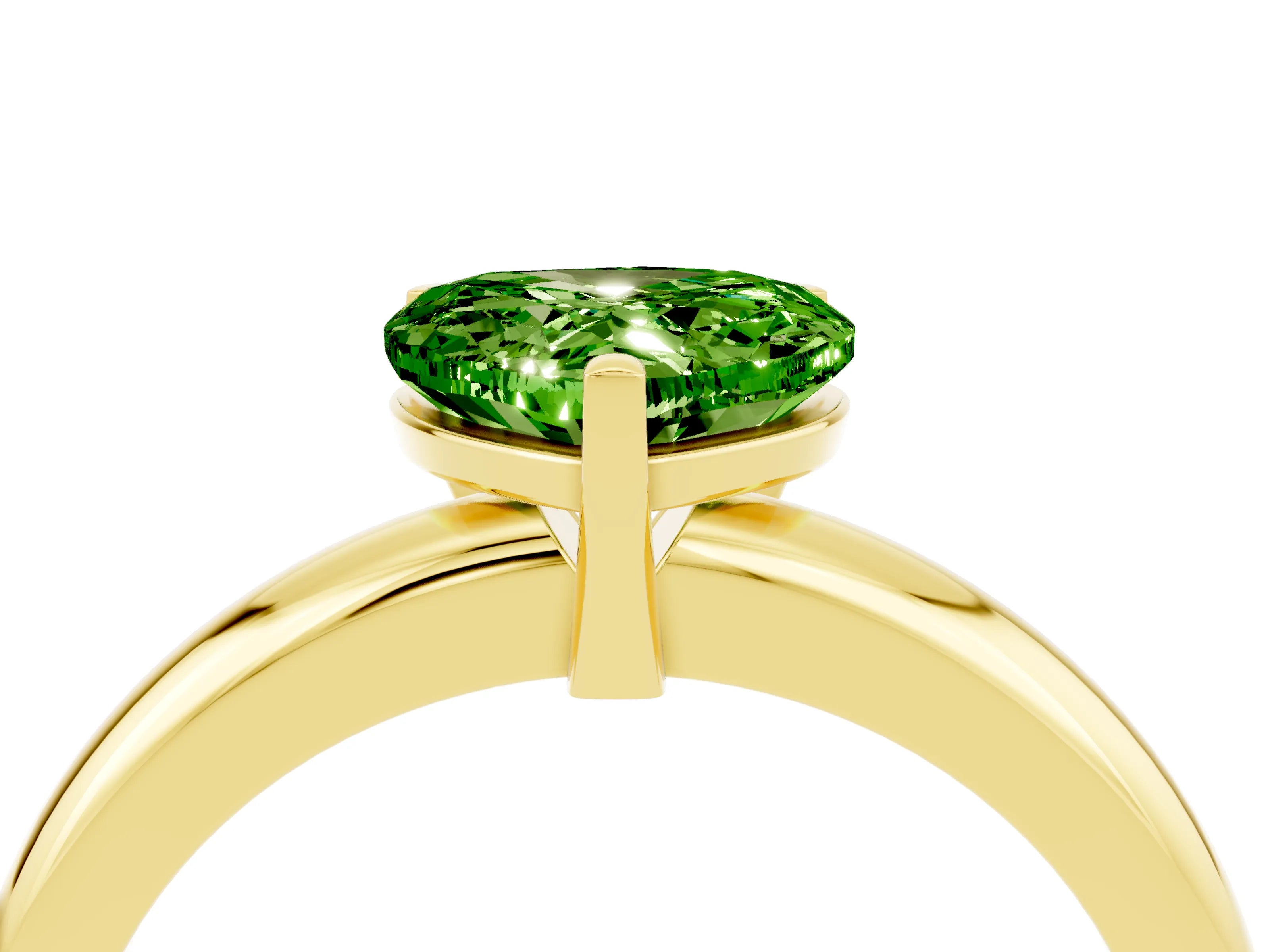 Yellow gold Heart Cut Peridot Solitaire Engagement Ring with Round Band and Four-Prong Setting_4
