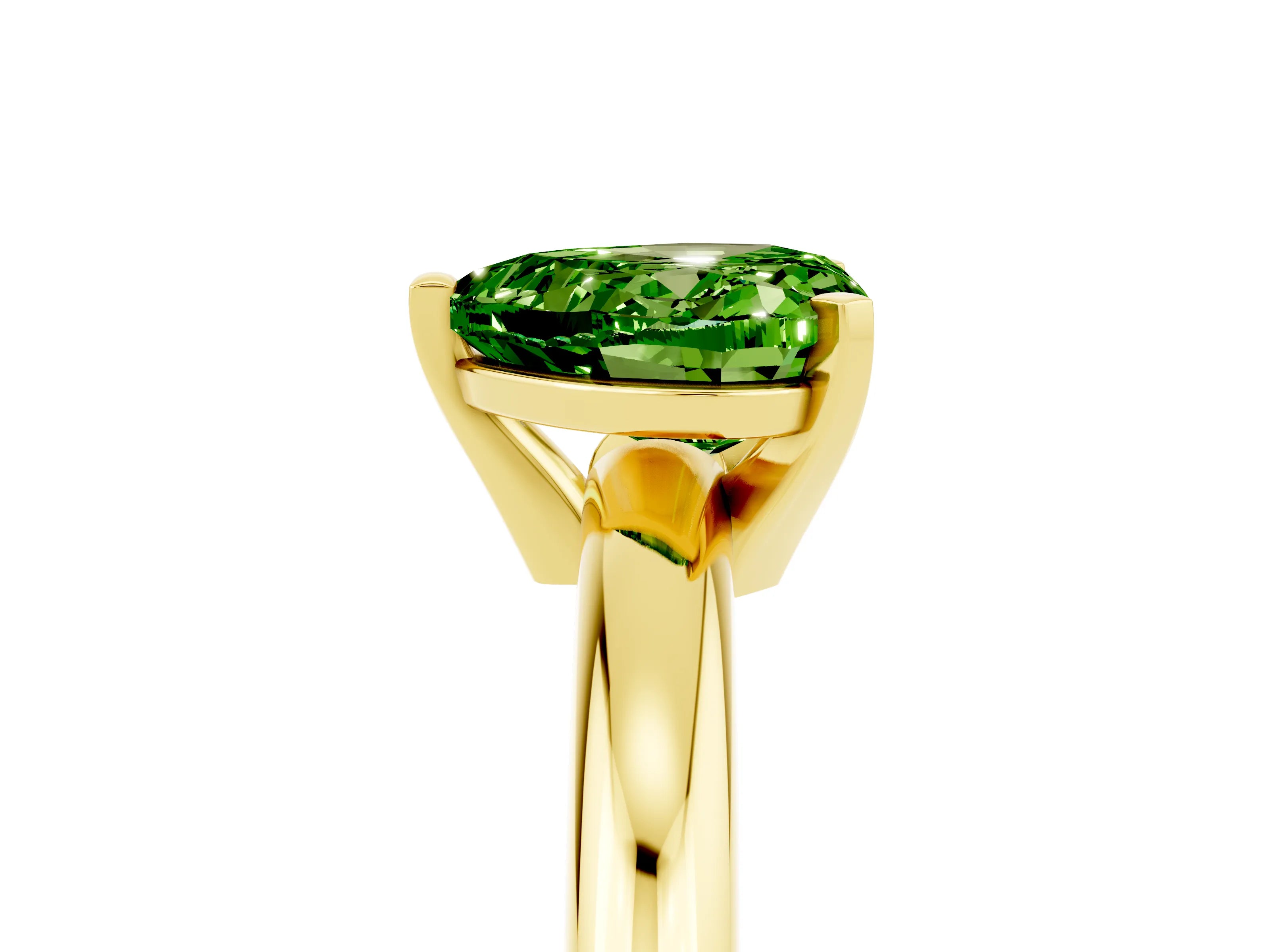 Yellow gold Heart Cut Peridot Solitaire Engagement Ring with Round Band and Four-Prong Setting_5