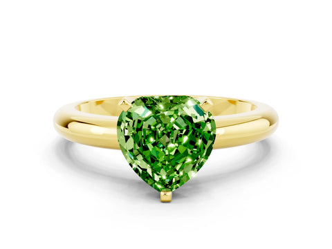 Yellow gold Heart Cut Peridot Solitaire Engagement Ring with Round Band and Four-Prong Setting