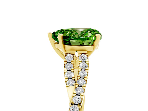 Yellow gold Heart Cut Peridot Solitaire Engagement Ring with Twisted Pavé Band and Four-Prong Setting_17