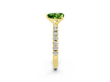 Yellow gold Heart Cut Peridot Solitaire Pavé Band with Four-Prong Setting_2