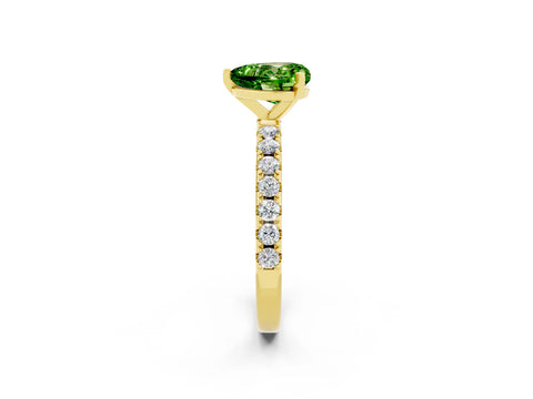 Yellow gold Heart Cut Peridot Solitaire Pavé Band with Four-Prong Setting_2