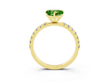 Yellow gold Heart Cut Peridot Solitaire Pavé Band with Four-Prong Setting_3