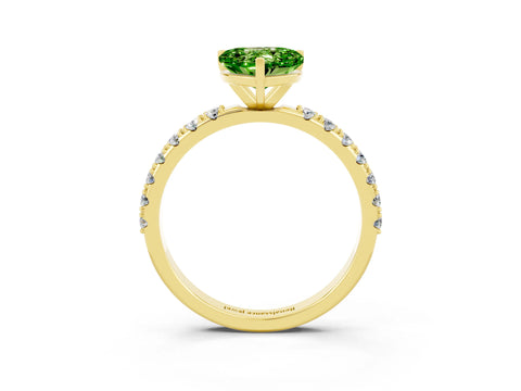 Yellow gold Heart Cut Peridot Solitaire Pavé Band with Four-Prong Setting_3