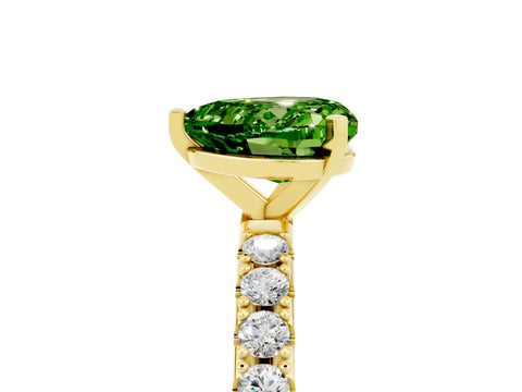 Yellow gold Heart Cut Peridot Solitaire Pavé Band with Four-Prong Setting_5